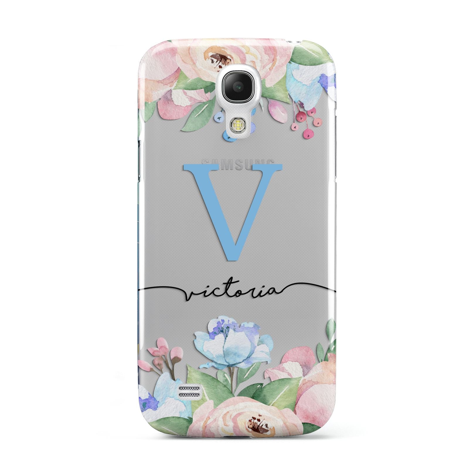 Personalised Pink Blue Flowers Samsung Galaxy S4 Mini Case