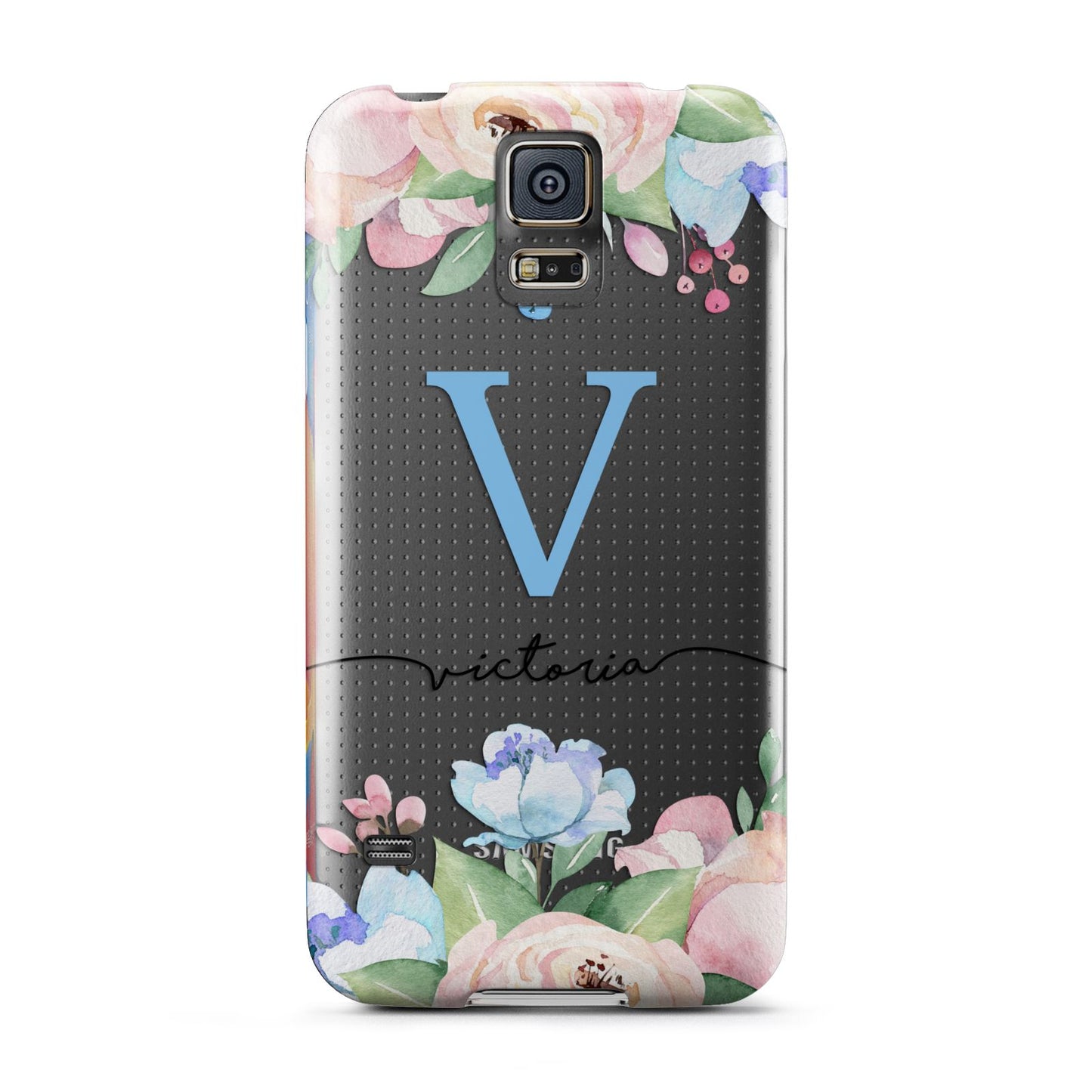Personalised Pink Blue Flowers Samsung Galaxy S5 Case