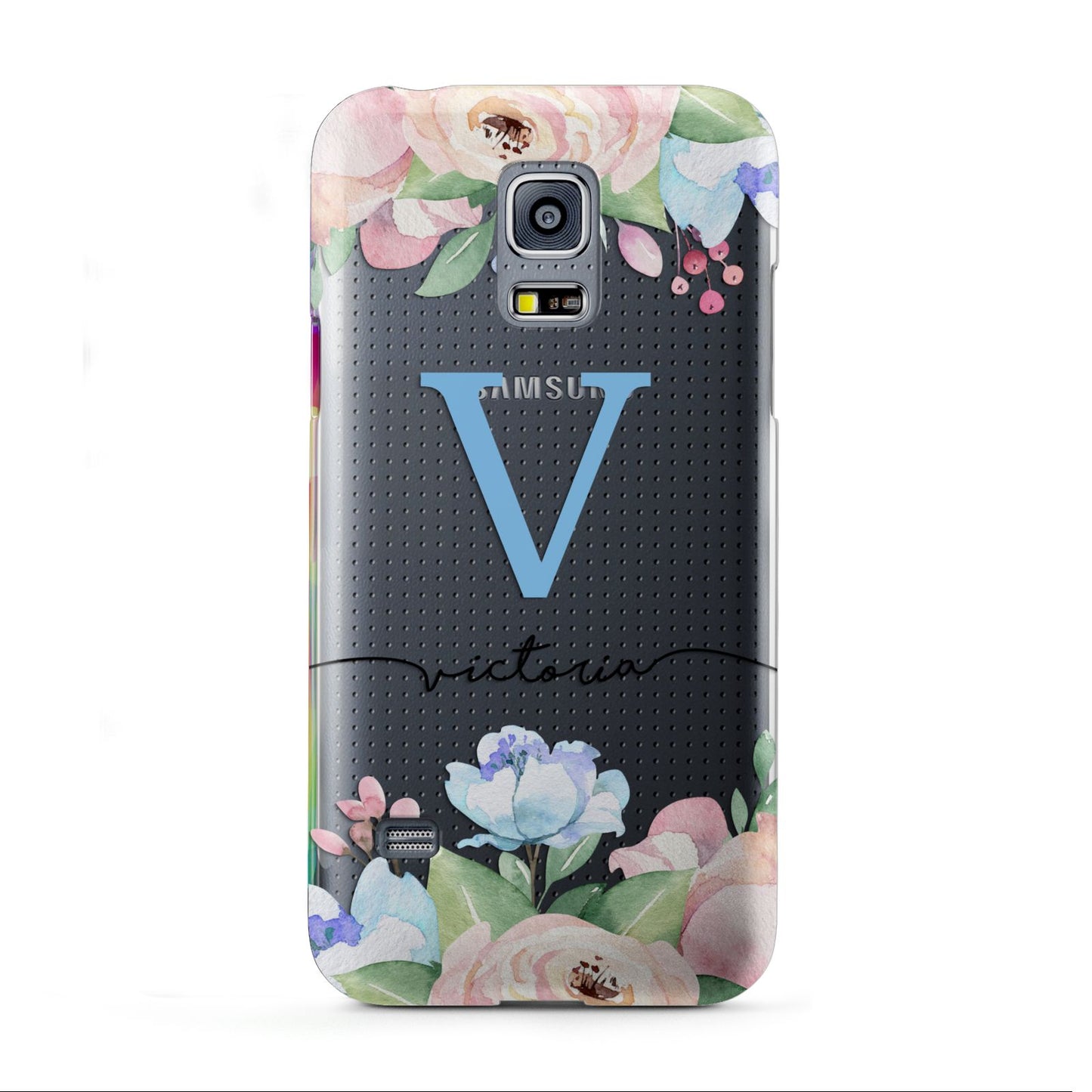 Personalised Pink Blue Flowers Samsung Galaxy S5 Mini Case