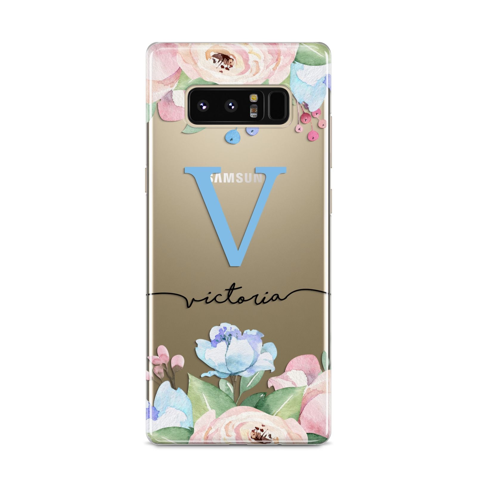 Personalised Pink Blue Flowers Samsung Galaxy S8 Case
