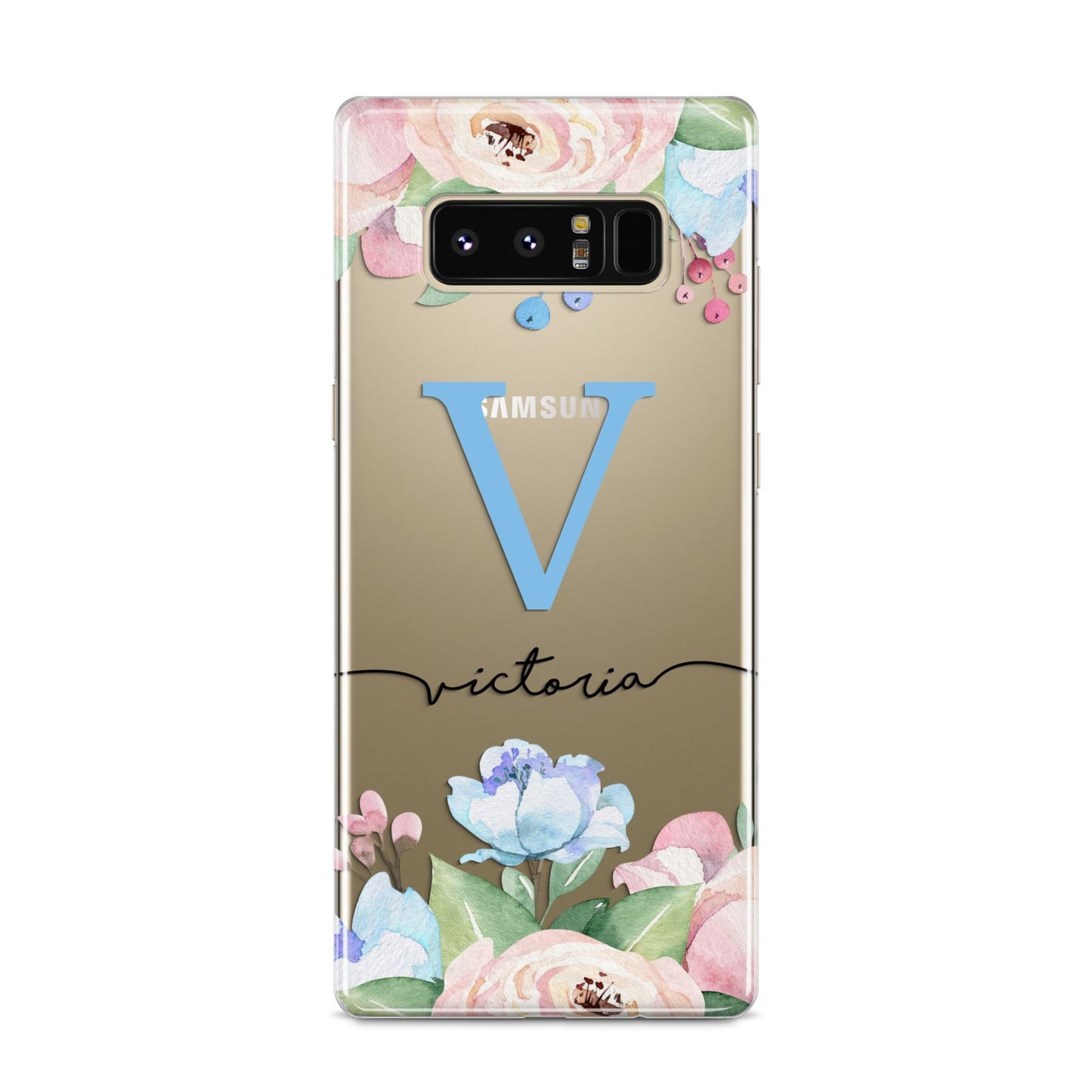 Personalised Pink Blue Flowers Samsung Galaxy S8 Case