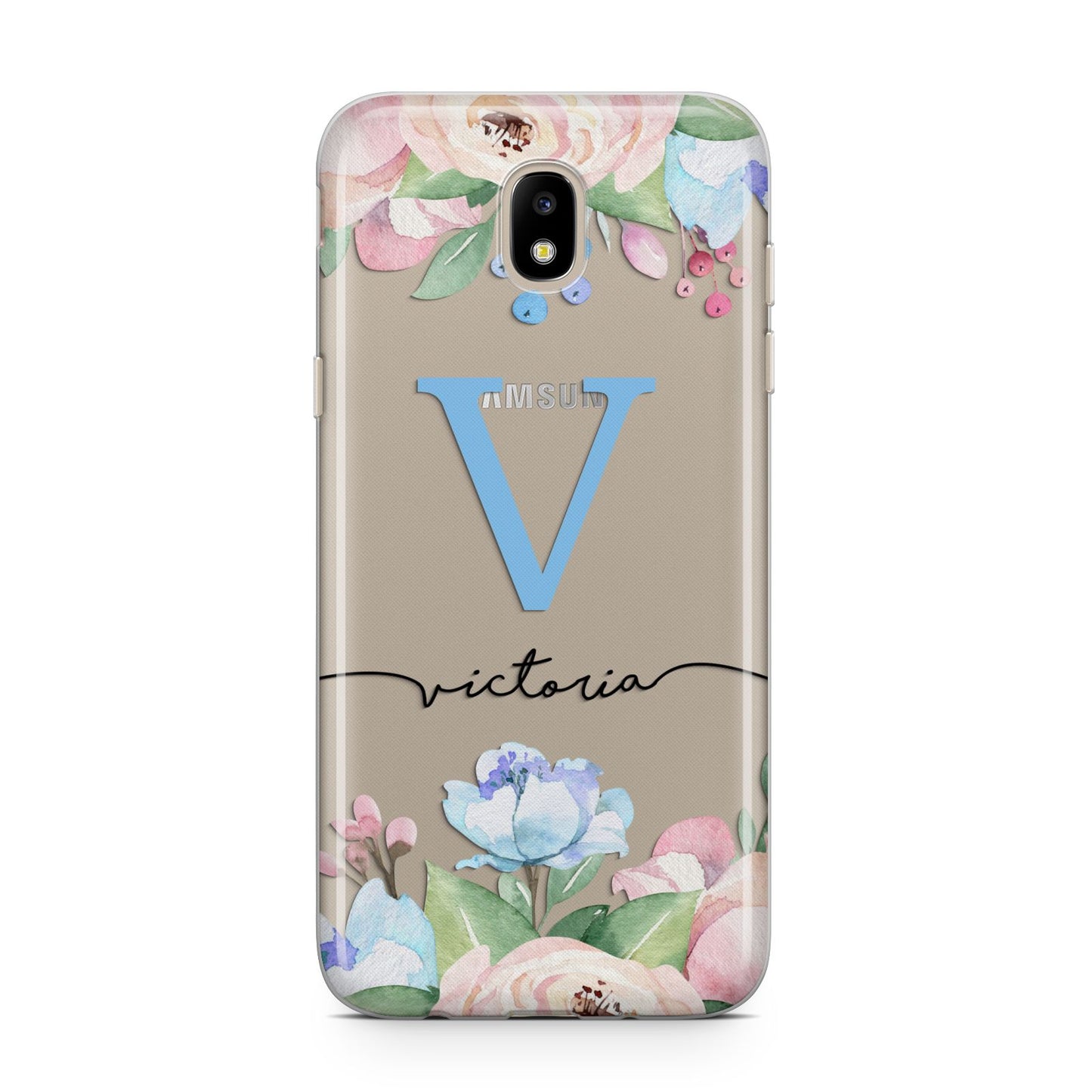 Personalised Pink Blue Flowers Samsung J5 2017 Case