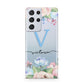 Personalised Pink Blue Flowers Samsung S21 Ultra Case