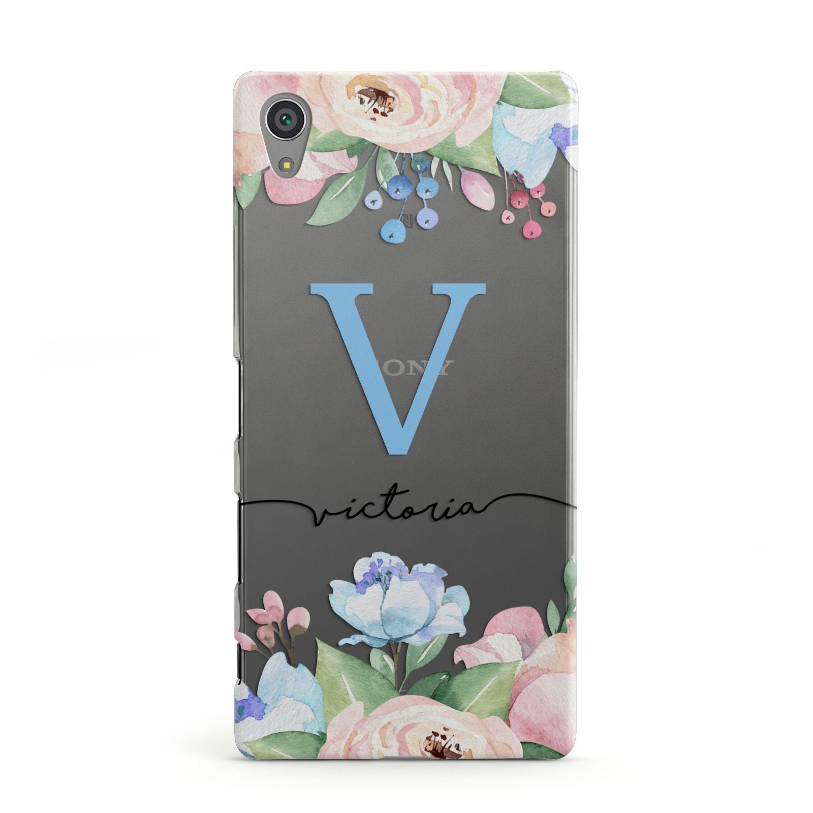 Personalised Pink Blue Flowers Sony Xperia Case
