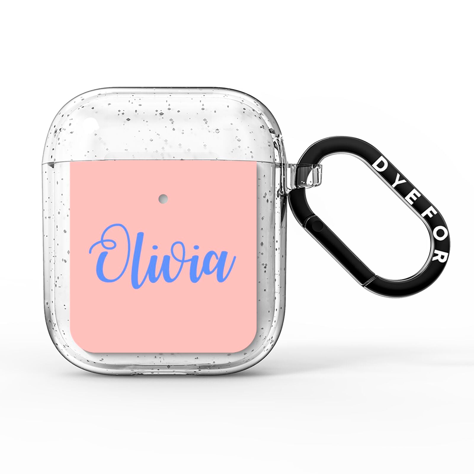 Personalised Pink Blue Name AirPods Glitter Case