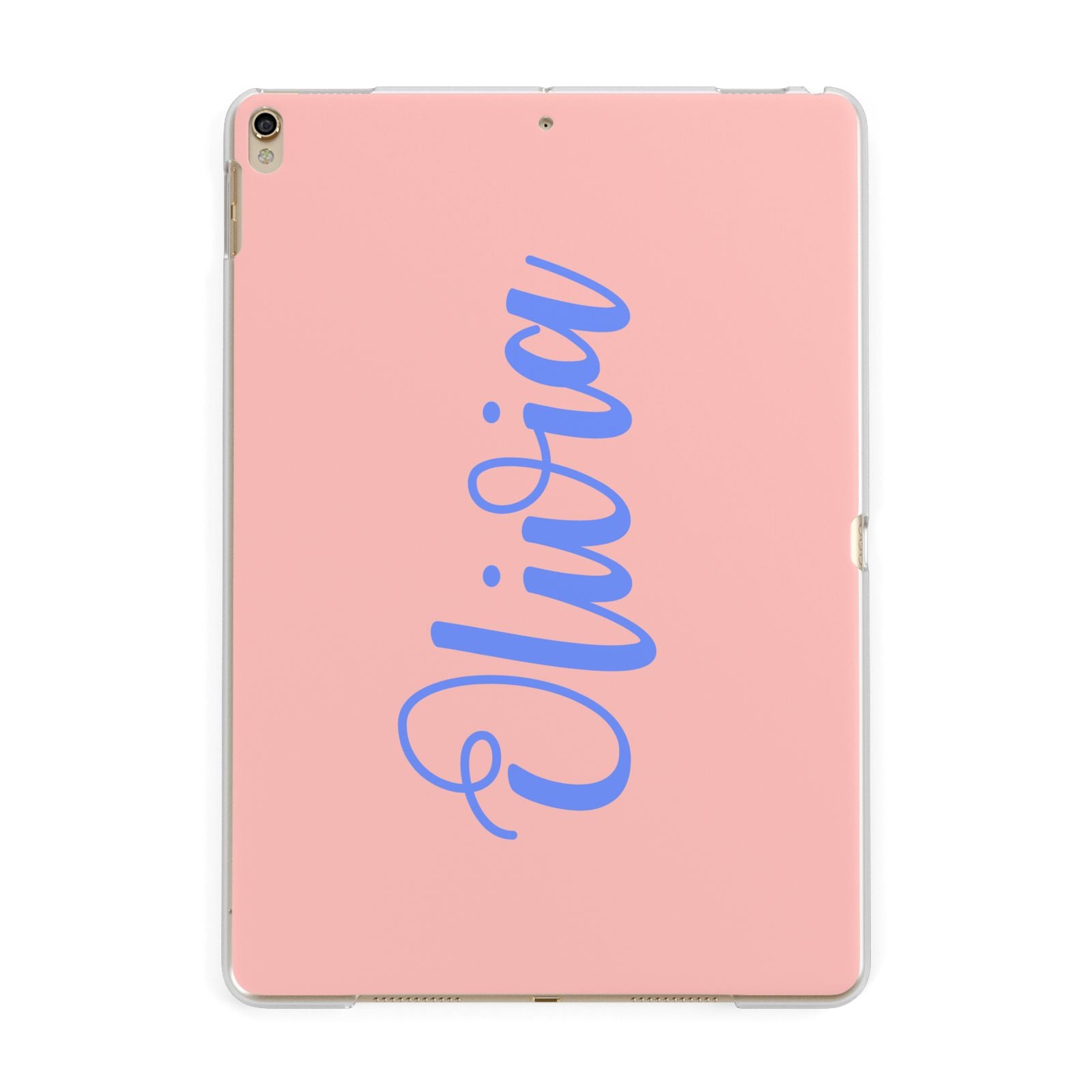 Personalised Pink Blue Name Apple iPad Gold Case
