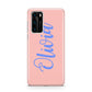 Personalised Pink Blue Name Huawei P40 Phone Case