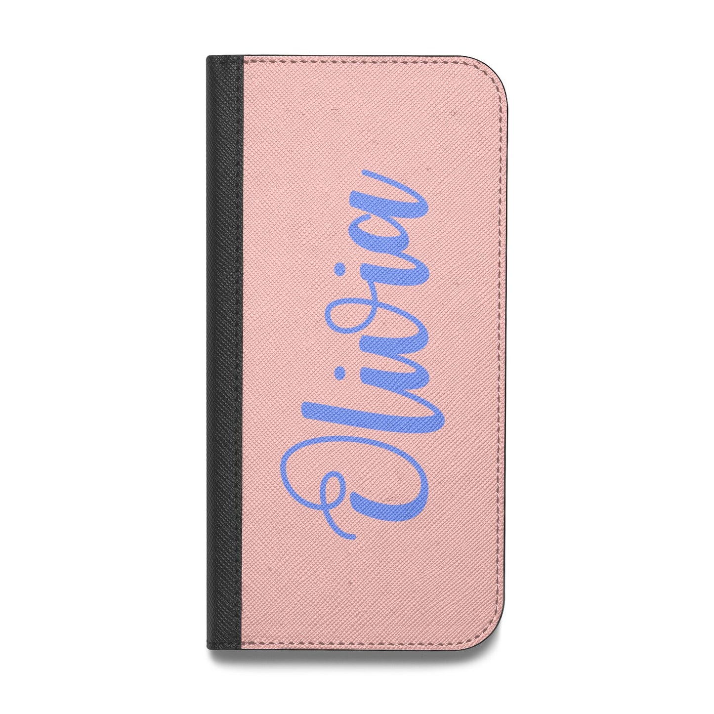 Personalised Pink Blue Name Vegan Leather Flip Samsung Case