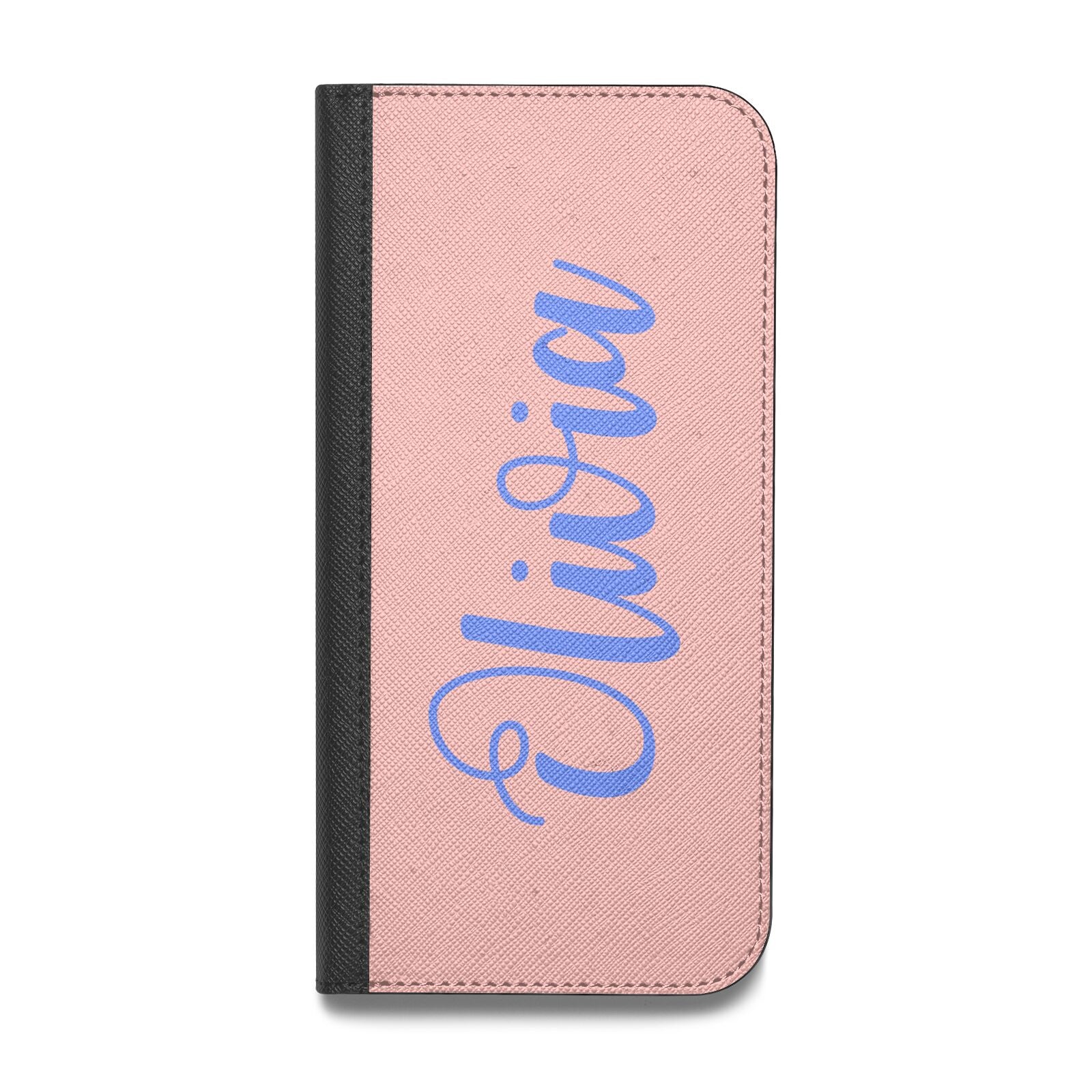 Personalised Pink Blue Name Vegan Leather Flip Samsung Case