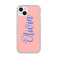 Personalised Pink Blue Name iPhone 14 Plus Glitter Tough Case Starlight