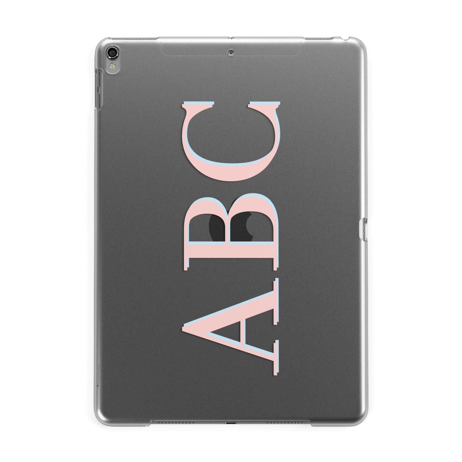 Personalised Pink Blue Side Initials Clear Apple iPad Grey Case