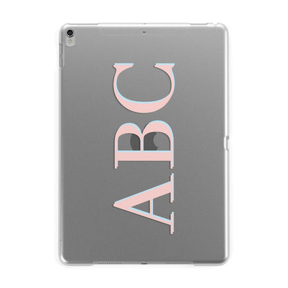 Personalised Pink Blue Side Initials Clear Apple iPad Silver Case