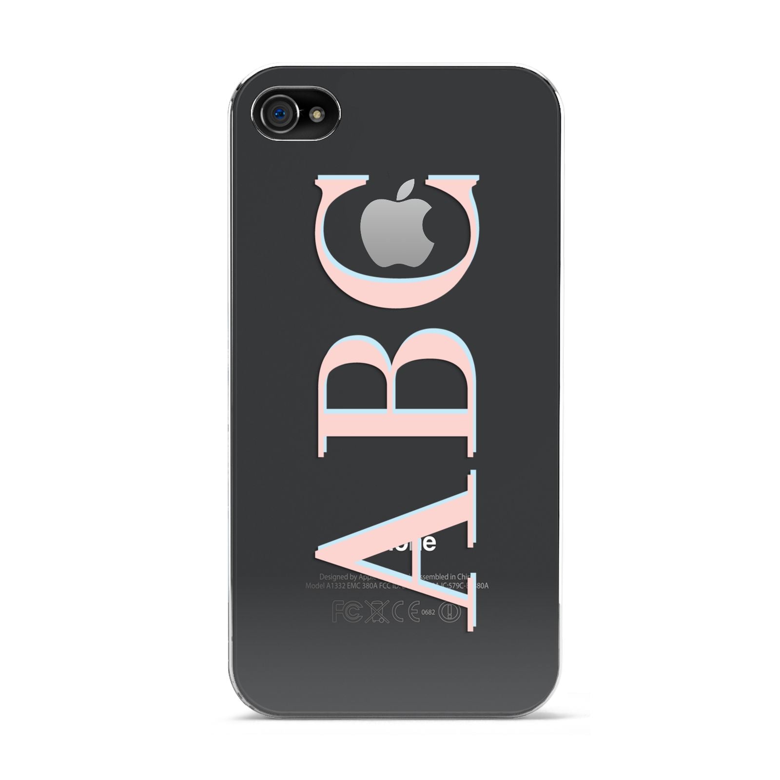 Personalised Pink Blue Side Initials Clear Apple iPhone 4s Case