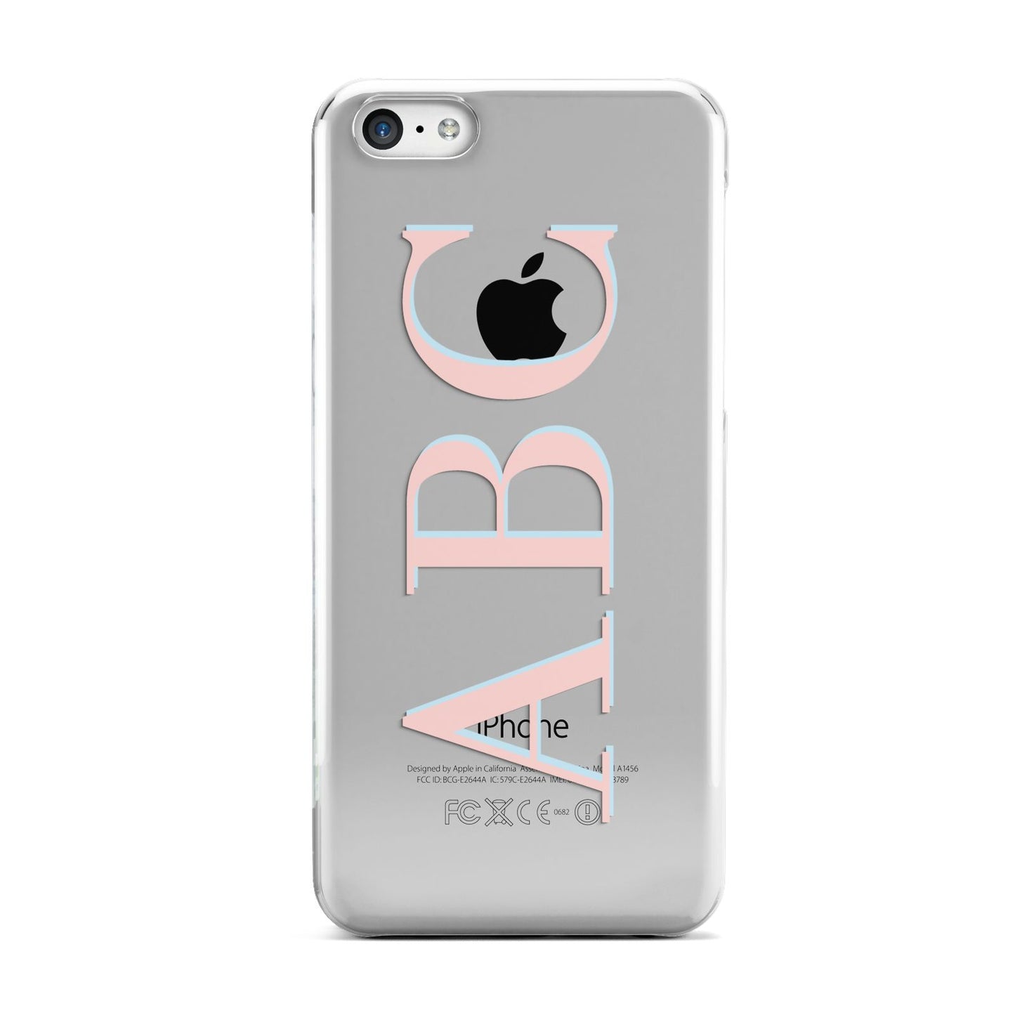 Personalised Pink Blue Side Initials Clear Apple iPhone 5c Case