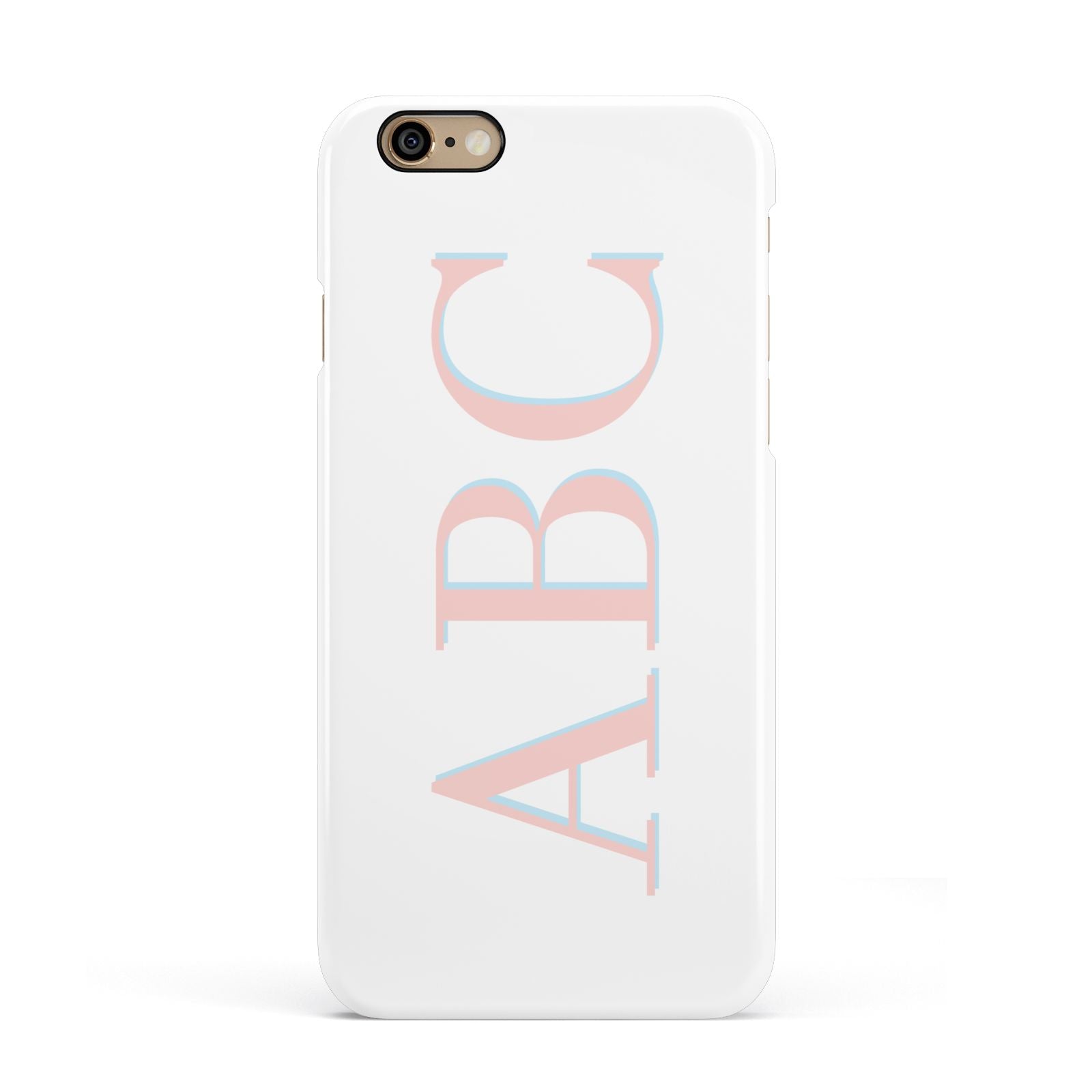 Personalised Pink Blue Side Initials Clear Apple iPhone 6 3D Snap Case