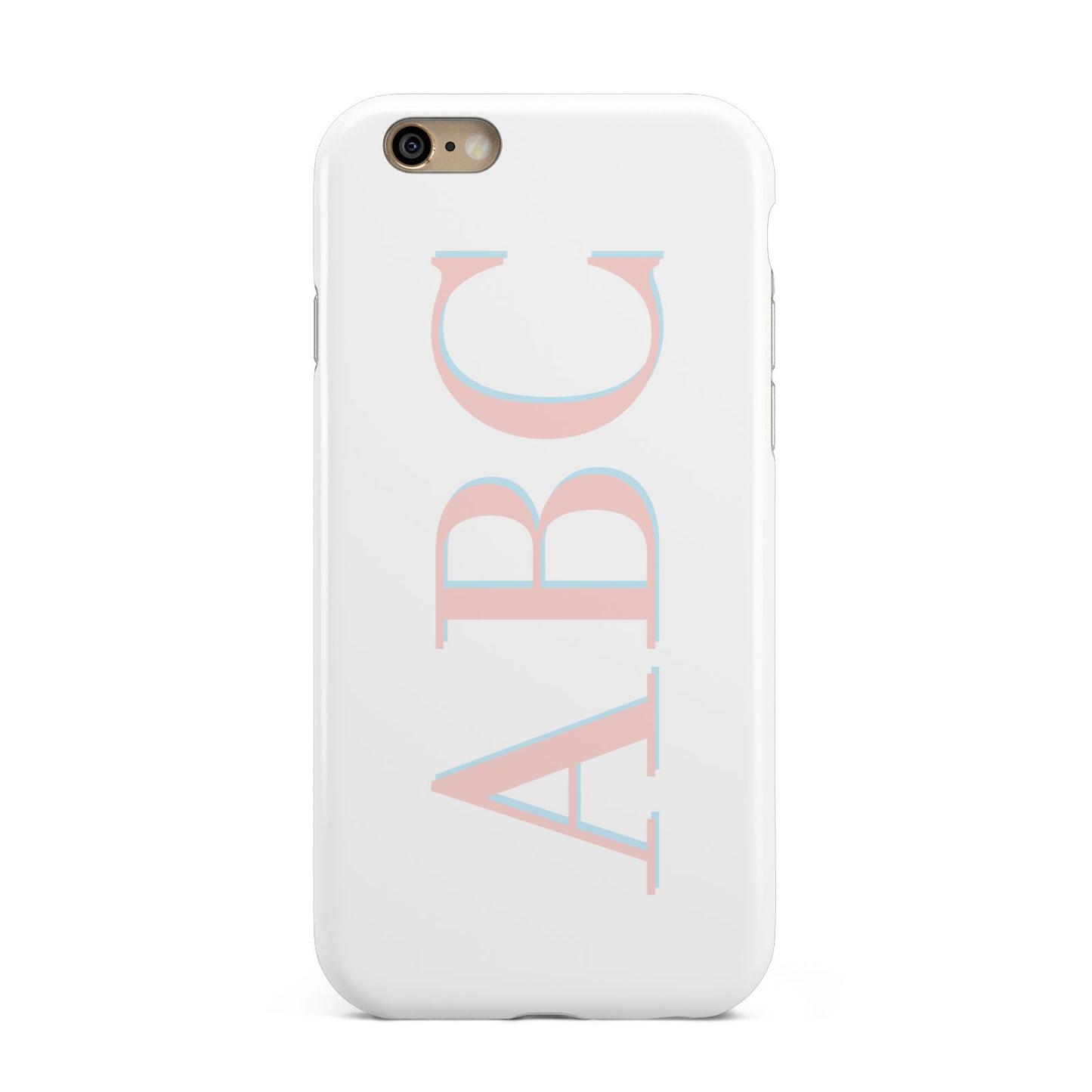 Personalised Pink Blue Side Initials Clear Apple iPhone 6 3D Tough Case