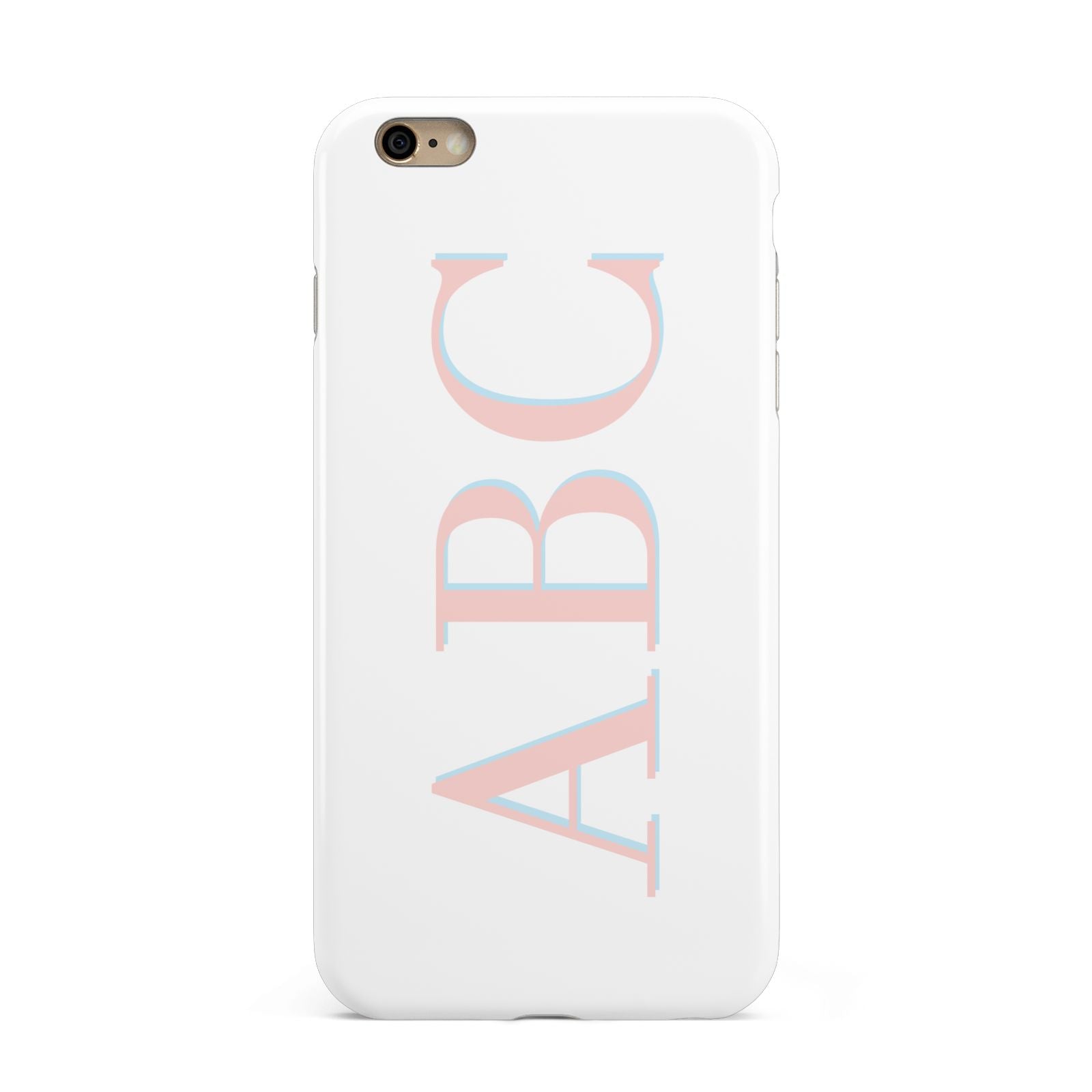 Personalised Pink Blue Side Initials Clear Apple iPhone 6 Plus 3D Tough Case