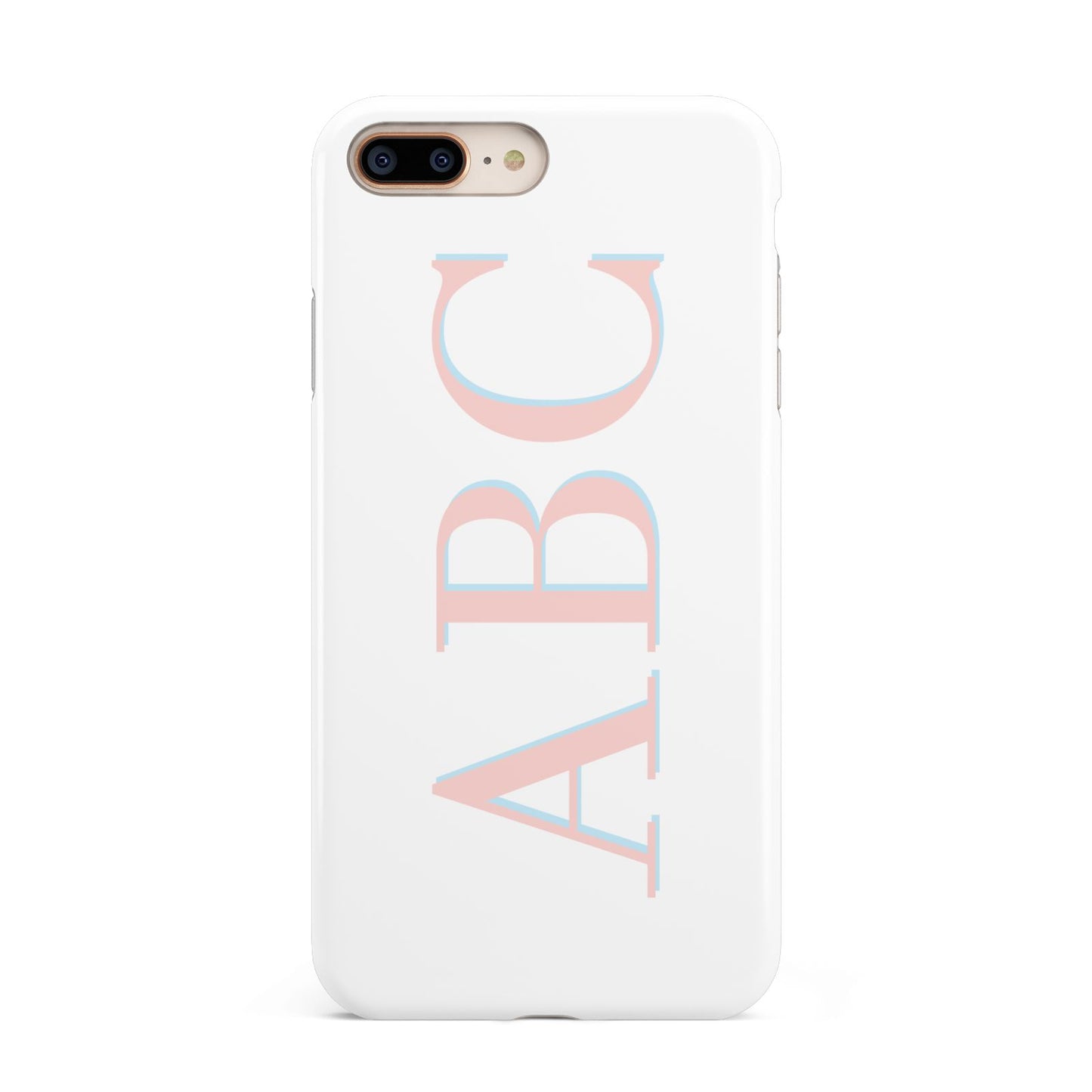 Personalised Pink Blue Side Initials Clear Apple iPhone 7 8 Plus 3D Tough Case