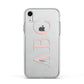 Personalised Pink Blue Side Initials Clear Apple iPhone XR Impact Case White Edge on Silver Phone