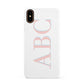 Personalised Pink Blue Side Initials Clear Apple iPhone XS 3D Snap Case