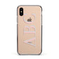Personalised Pink Blue Side Initials Clear Apple iPhone Xs Impact Case Black Edge on Gold Phone
