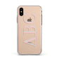 Personalised Pink Blue Side Initials Clear Apple iPhone Xs Impact Case White Edge on Gold Phone