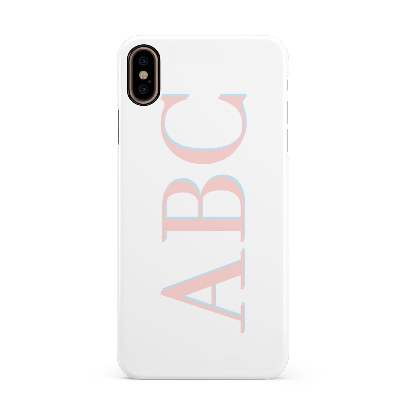Personalised Pink Blue Side Initials Clear Apple iPhone Xs Max 3D Snap Case
