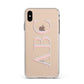 Personalised Pink Blue Side Initials Clear Apple iPhone Xs Max Impact Case White Edge on Gold Phone