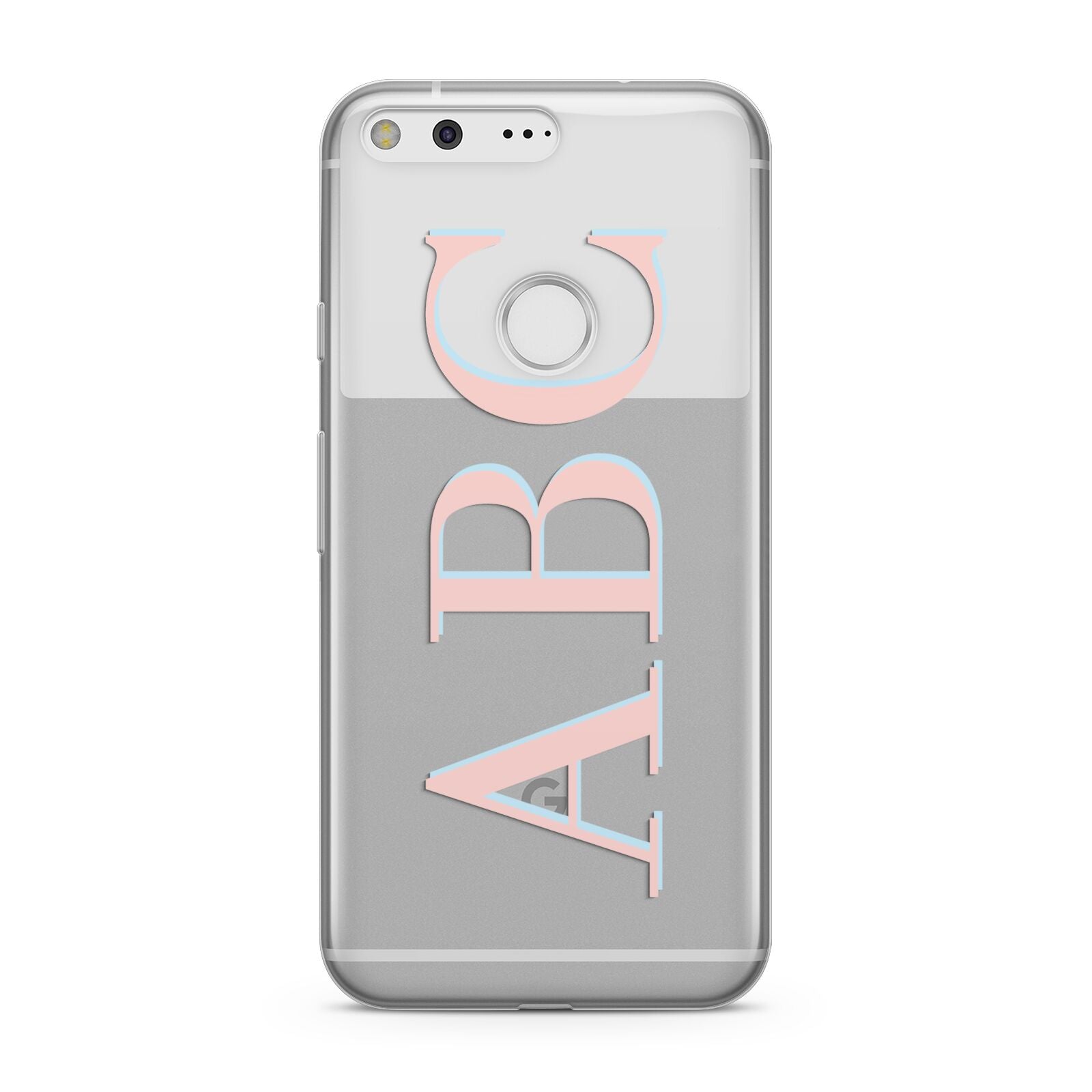 Personalised Pink Blue Side Initials Clear Google Pixel Case