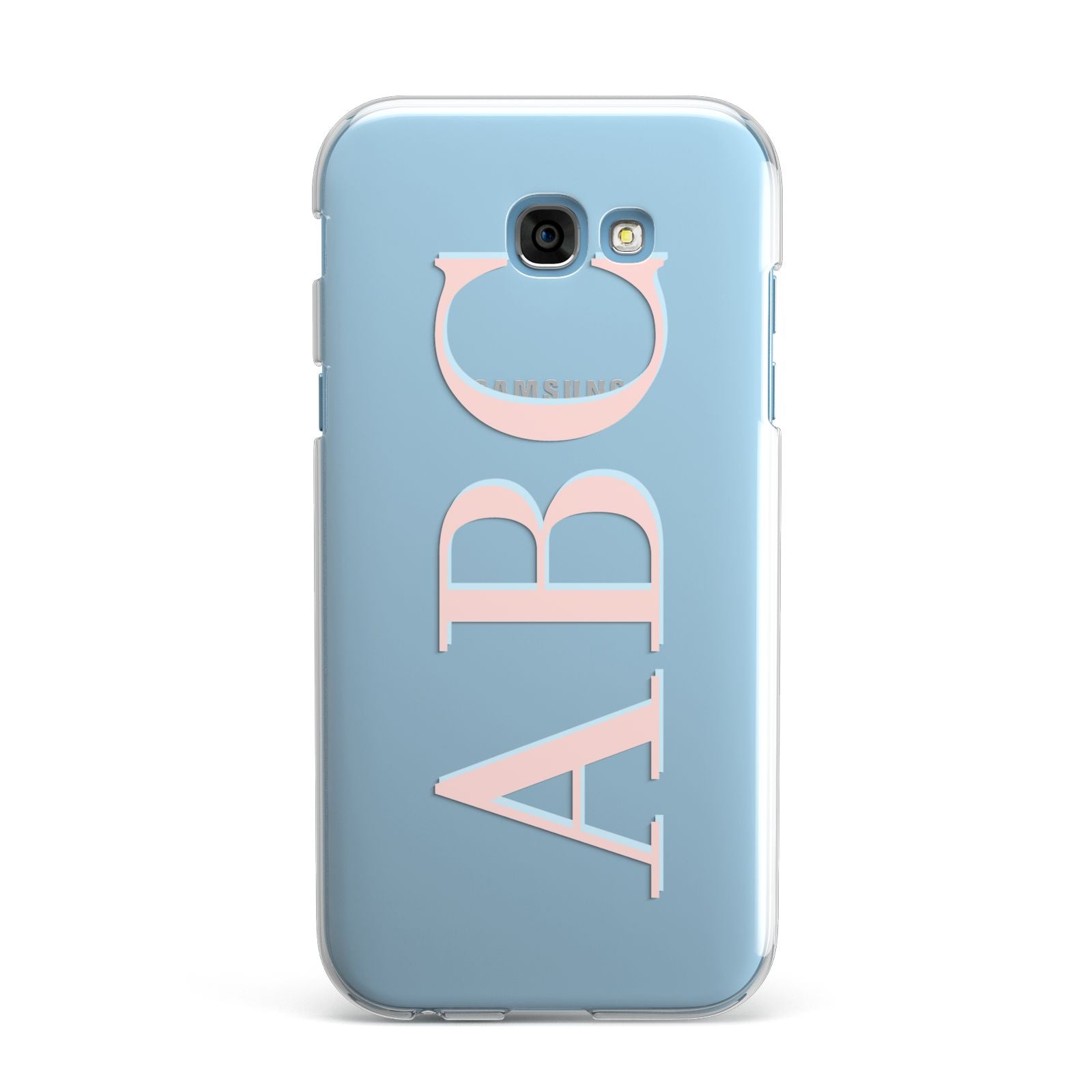 Personalised Pink Blue Side Initials Clear Samsung Galaxy A7 2017 Case