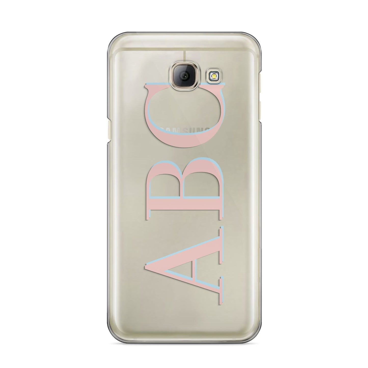 Personalised Pink Blue Side Initials Clear Samsung Galaxy A8 2016 Case
