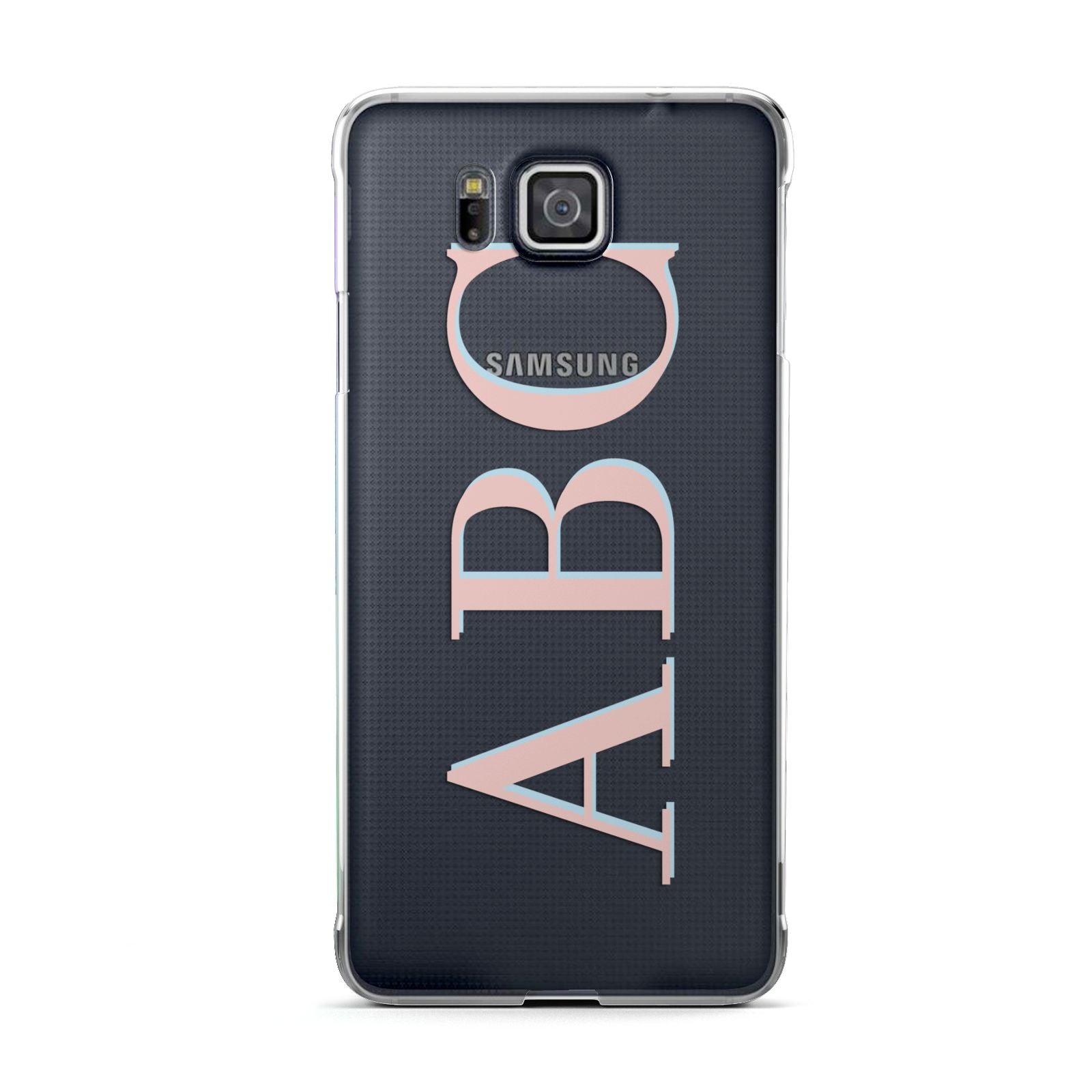 Personalised Pink Blue Side Initials Clear Samsung Galaxy Alpha Case