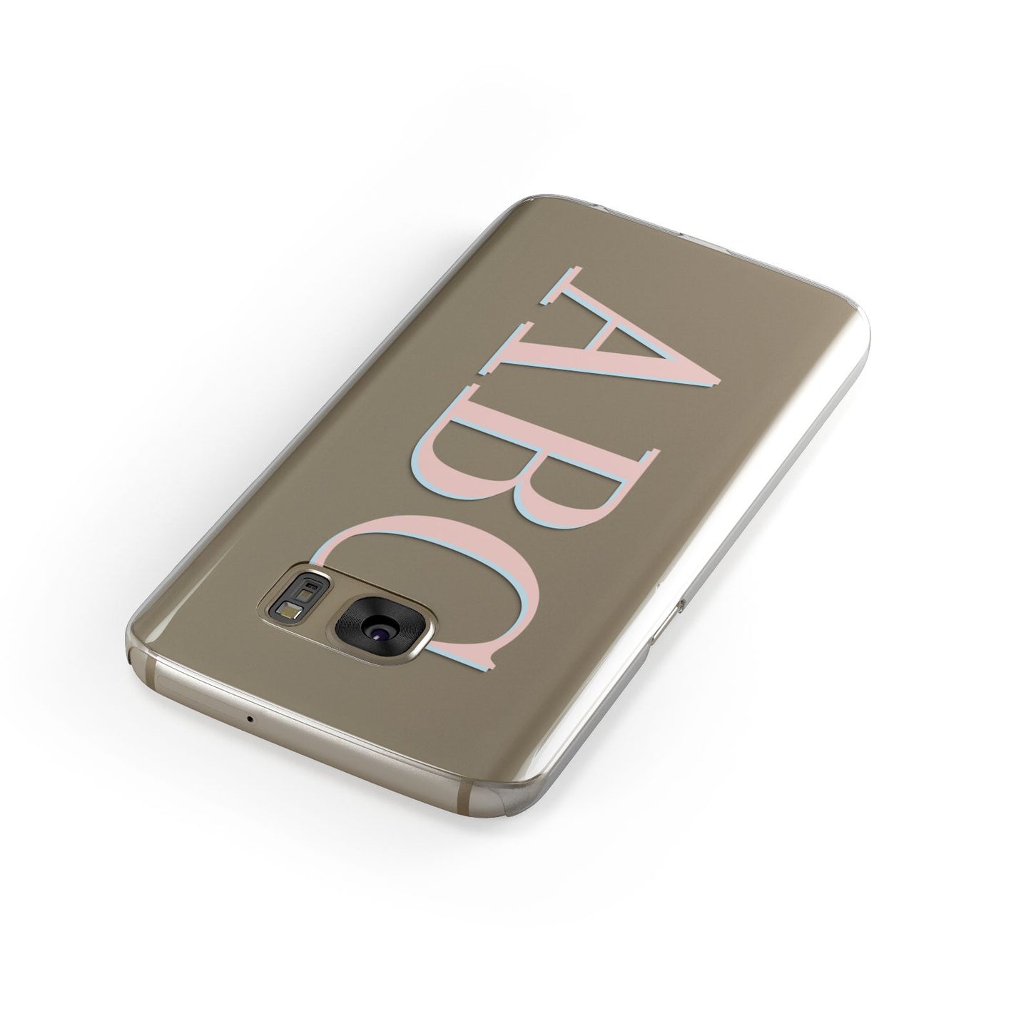 Personalised Pink Blue Side Initials Clear Samsung Galaxy Case Front Close Up