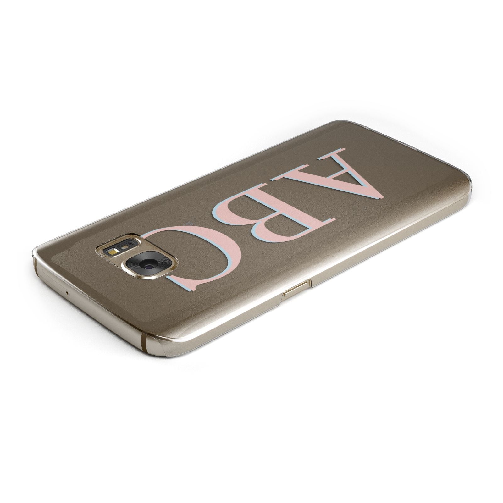 Personalised Pink Blue Side Initials Clear Samsung Galaxy Case Top Cutout