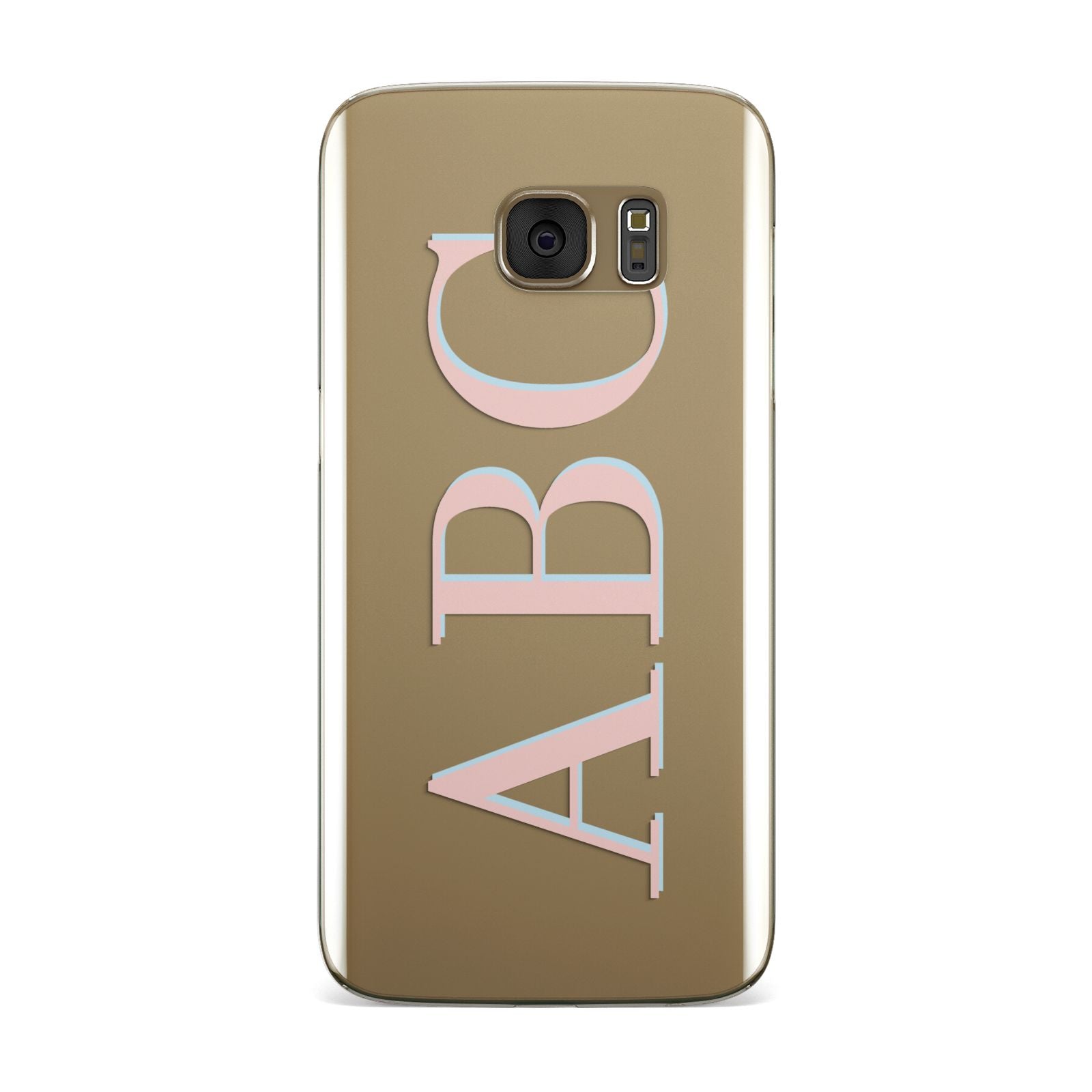Personalised Pink Blue Side Initials Clear Samsung Galaxy Case