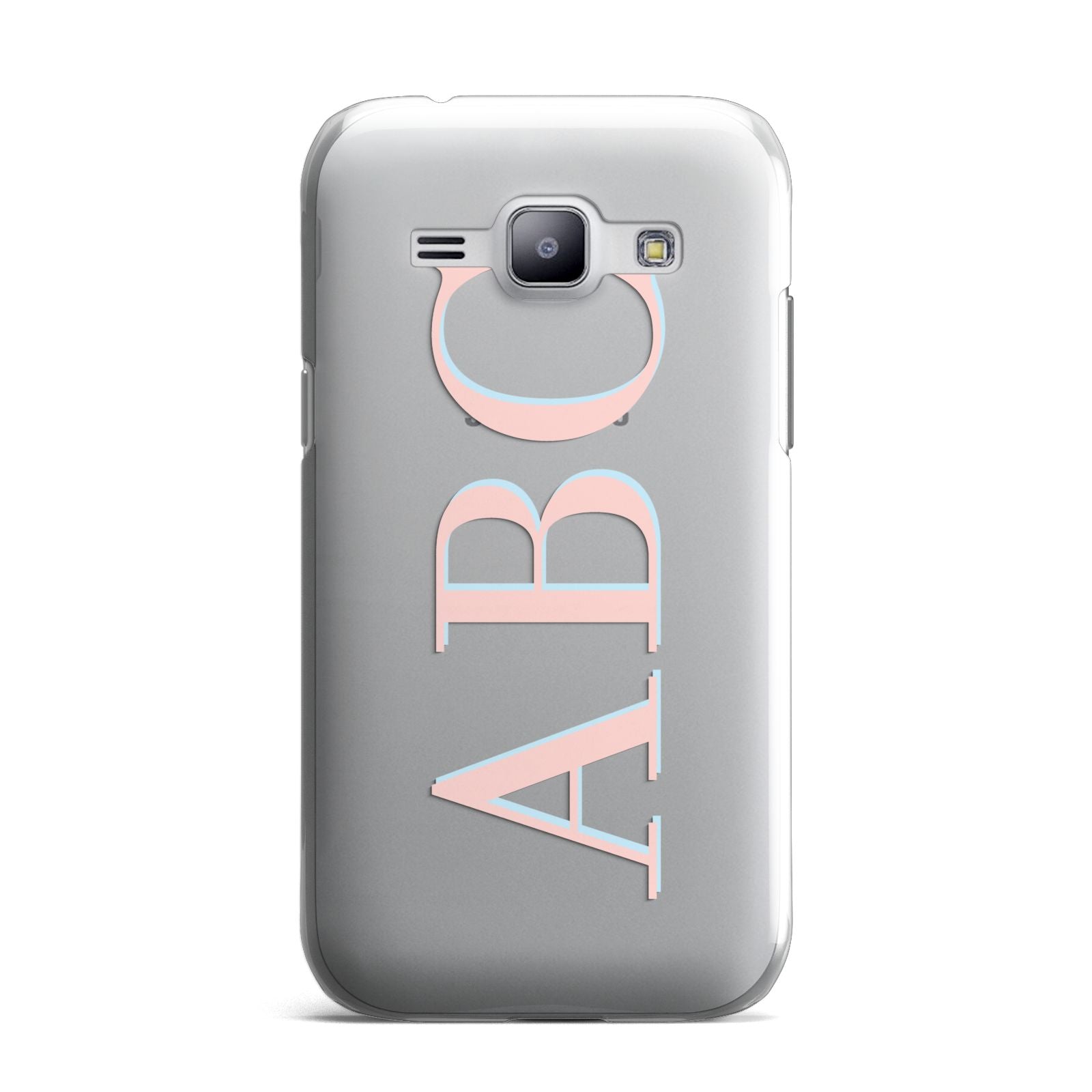 Personalised Pink Blue Side Initials Clear Samsung Galaxy J1 2015 Case