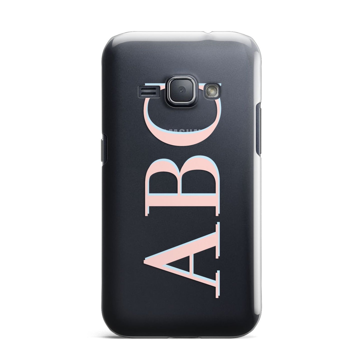 Personalised Pink Blue Side Initials Clear Samsung Galaxy J1 2016 Case