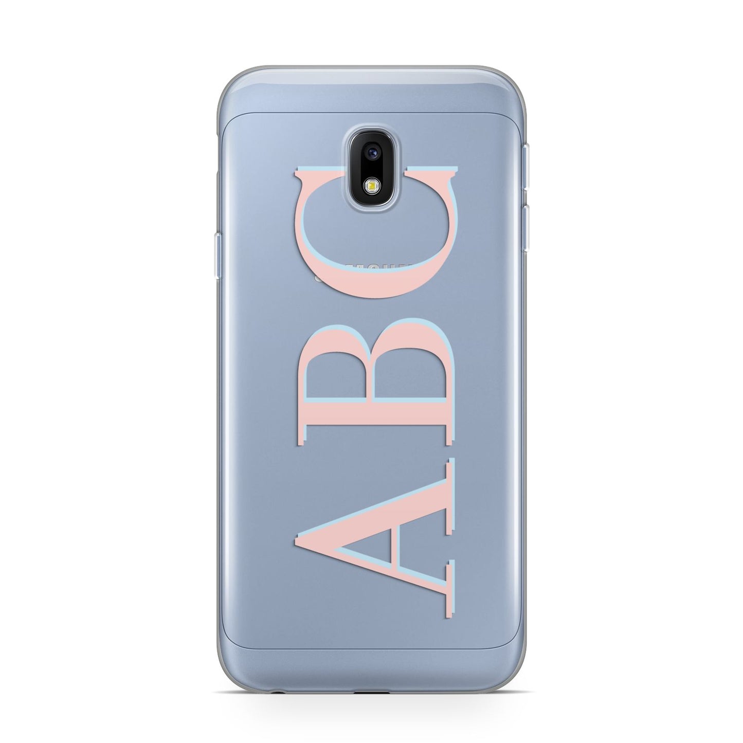 Personalised Pink Blue Side Initials Clear Samsung Galaxy J3 2017 Case