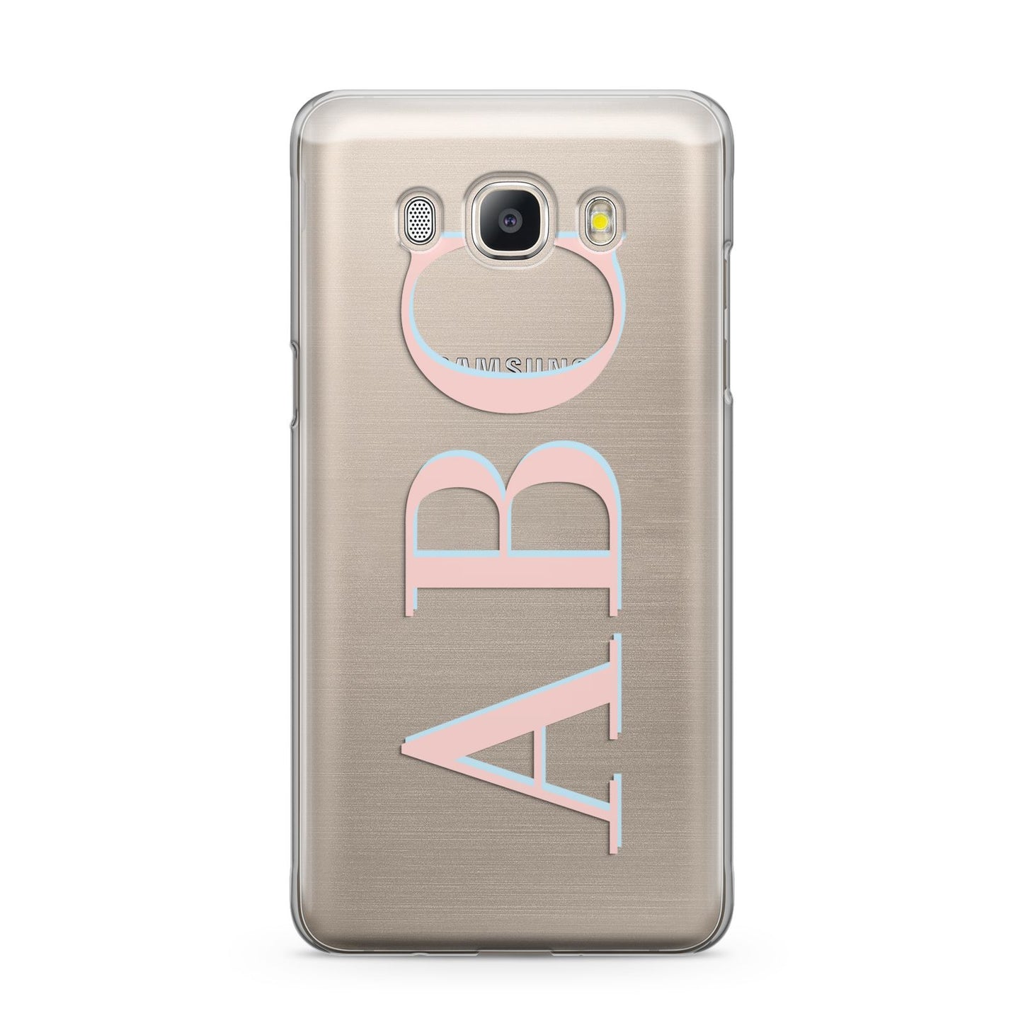 Personalised Pink Blue Side Initials Clear Samsung Galaxy J5 2016 Case