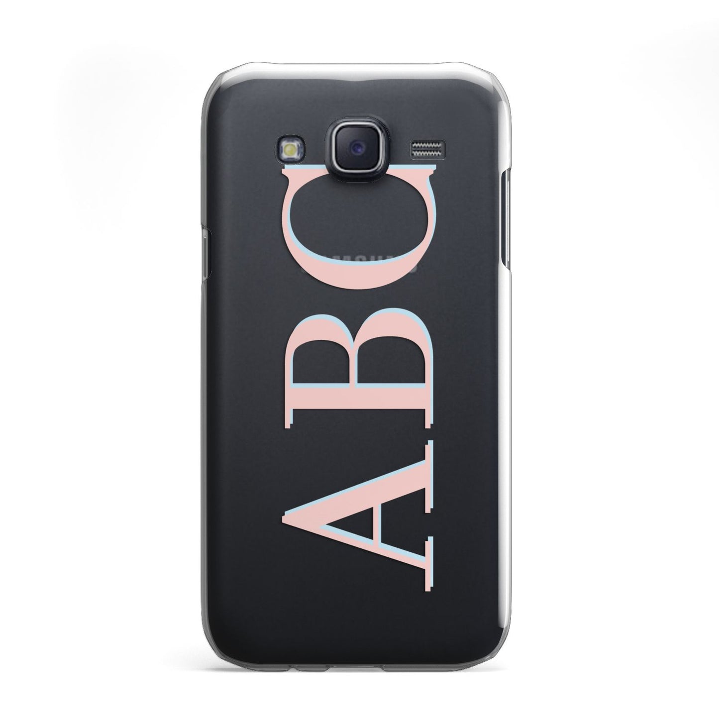 Personalised Pink Blue Side Initials Clear Samsung Galaxy J5 Case