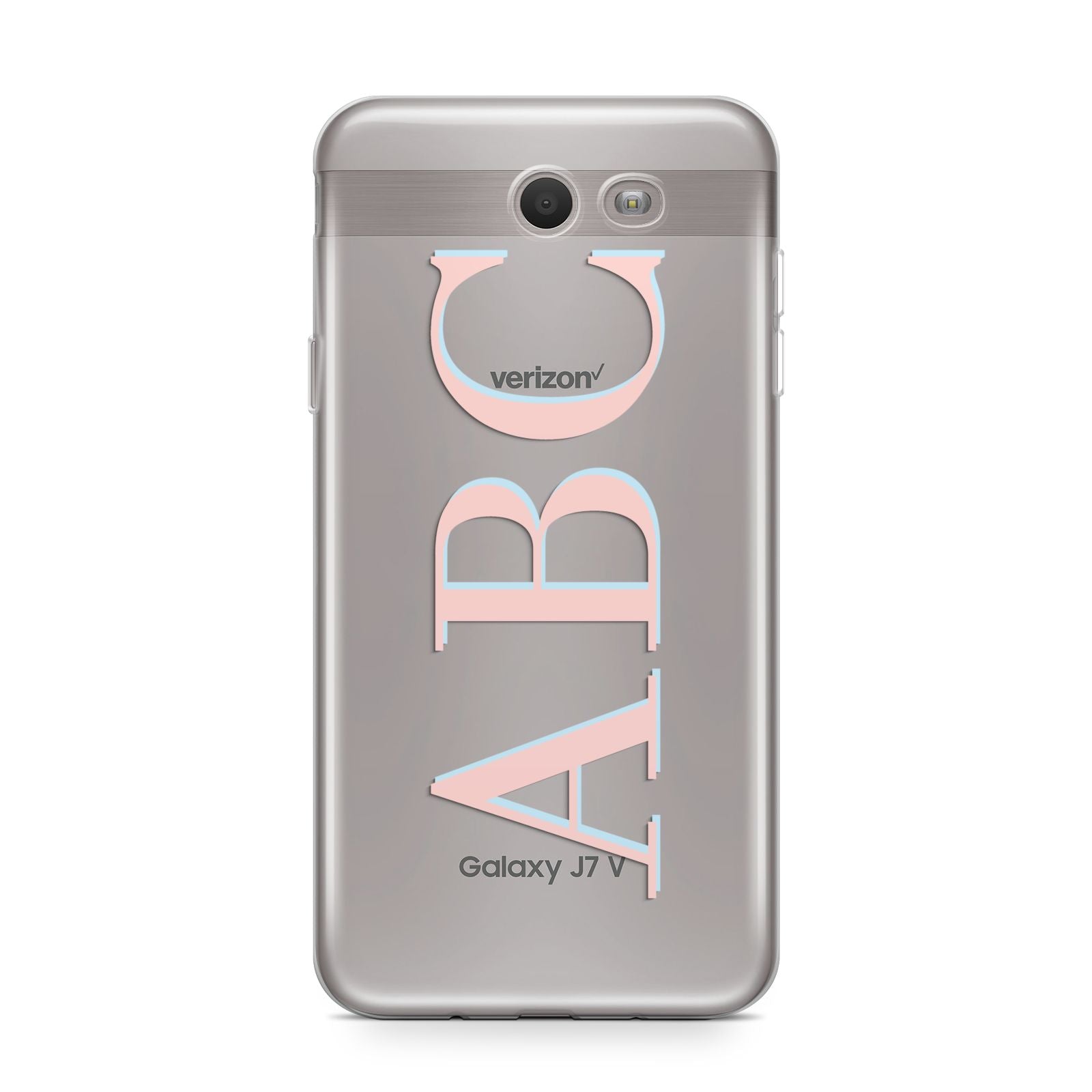 Personalised Pink Blue Side Initials Clear Samsung Galaxy J7 2017 Case
