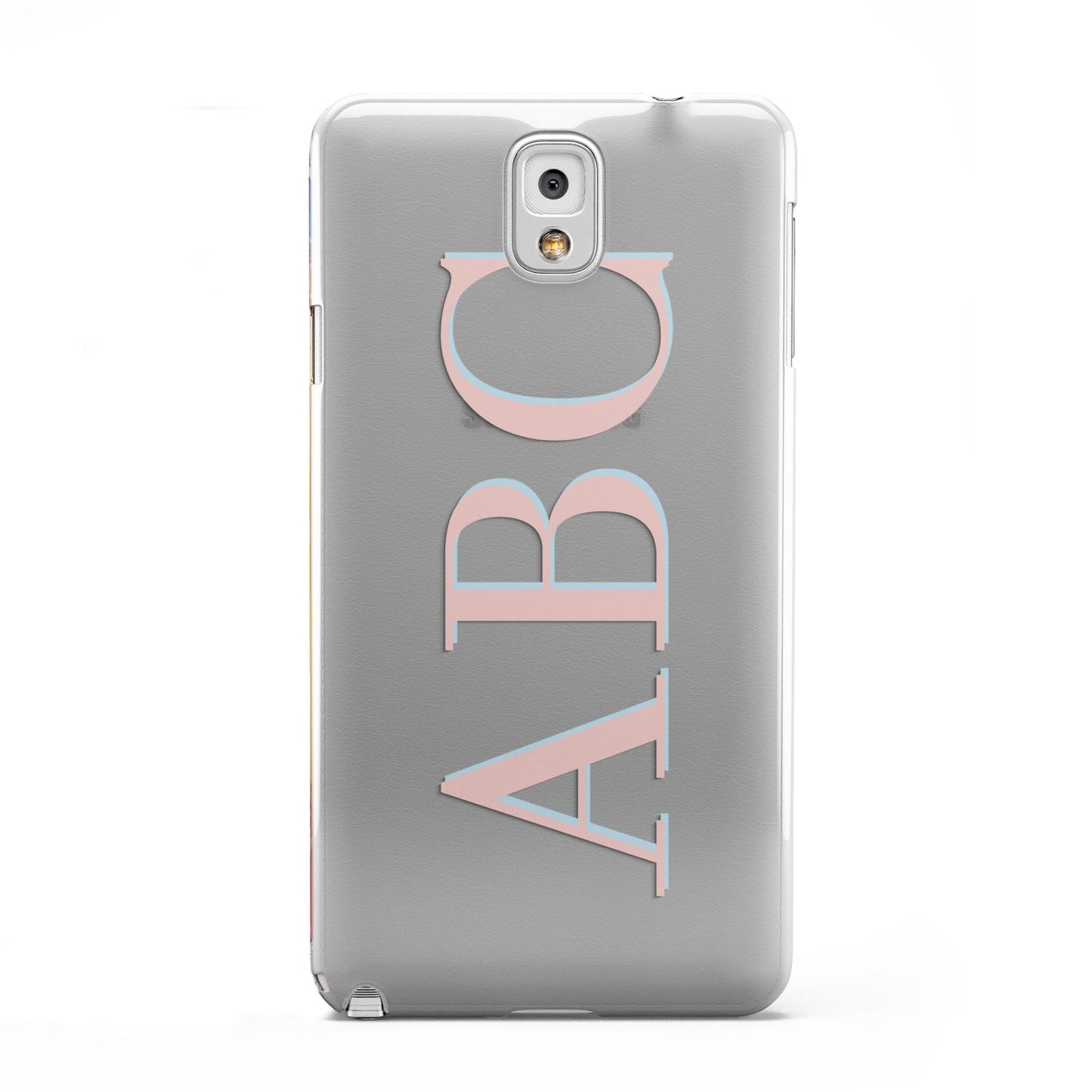 Personalised Pink Blue Side Initials Clear Samsung Galaxy Note 3 Case