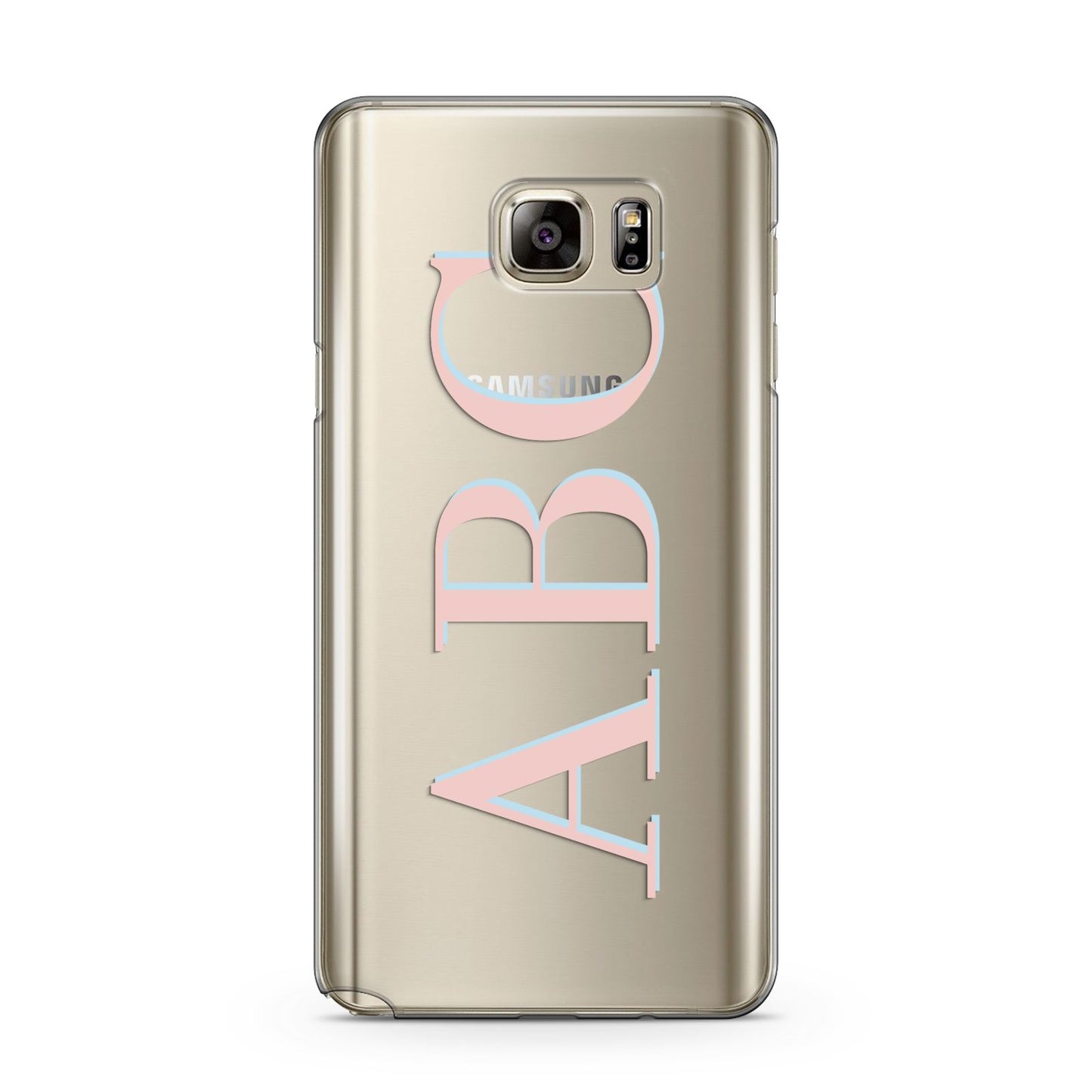 Personalised Pink Blue Side Initials Clear Samsung Galaxy Note 5 Case