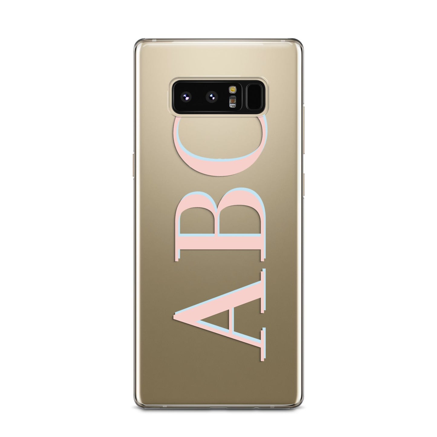 Personalised Pink Blue Side Initials Clear Samsung Galaxy Note 8 Case