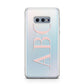 Personalised Pink Blue Side Initials Clear Samsung Galaxy S10E Case