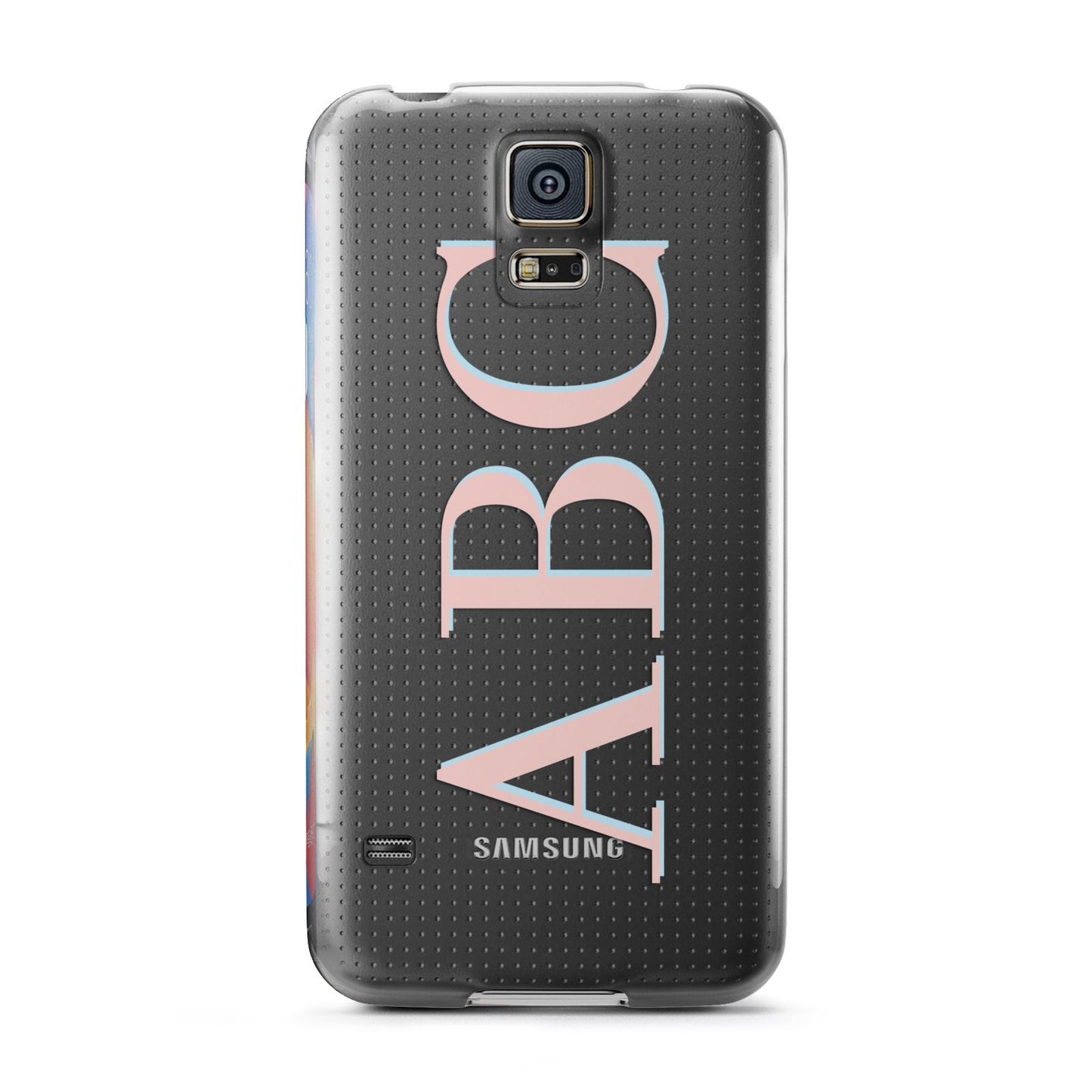 Personalised Pink Blue Side Initials Clear Samsung Galaxy S5 Case