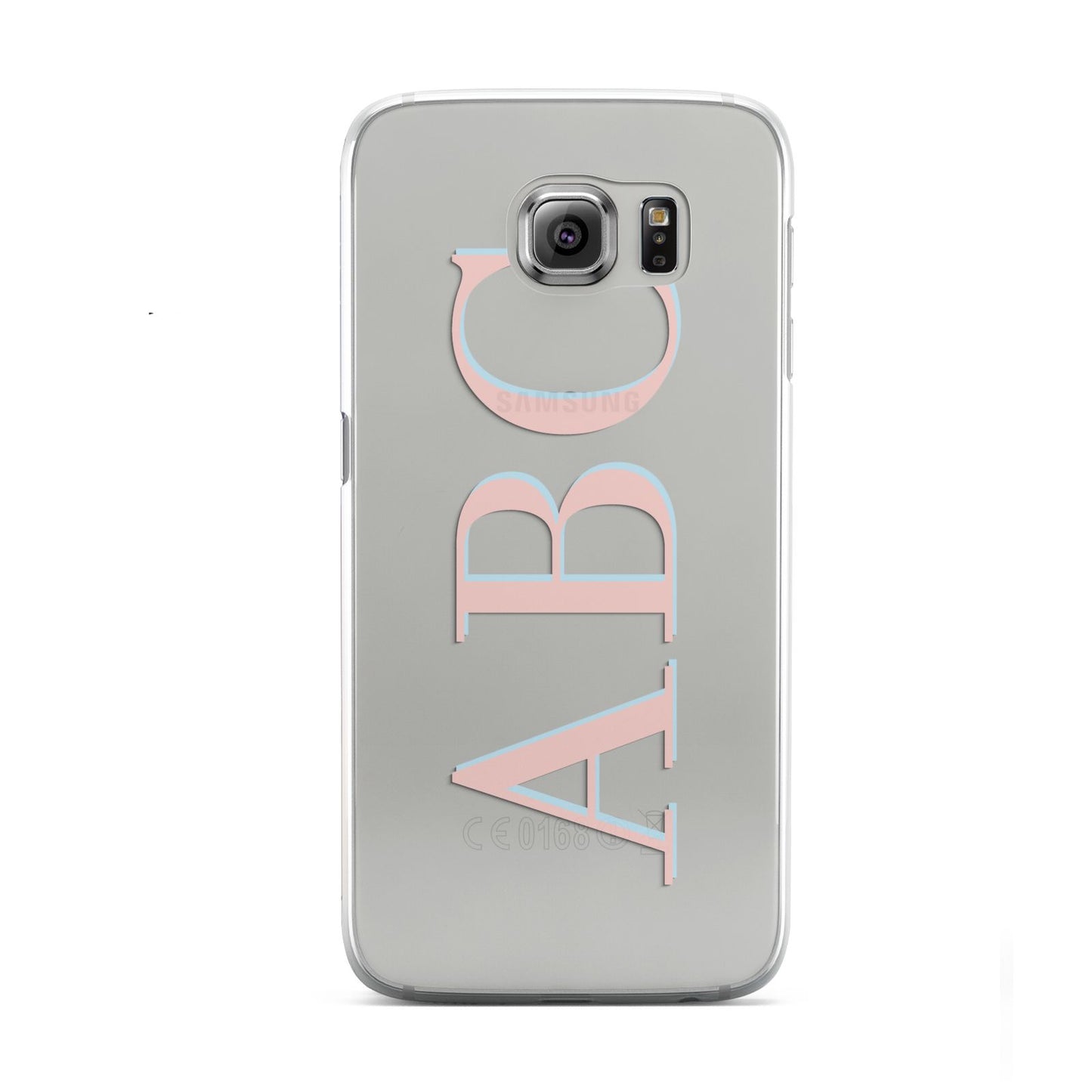 Personalised Pink Blue Side Initials Clear Samsung Galaxy S6 Case