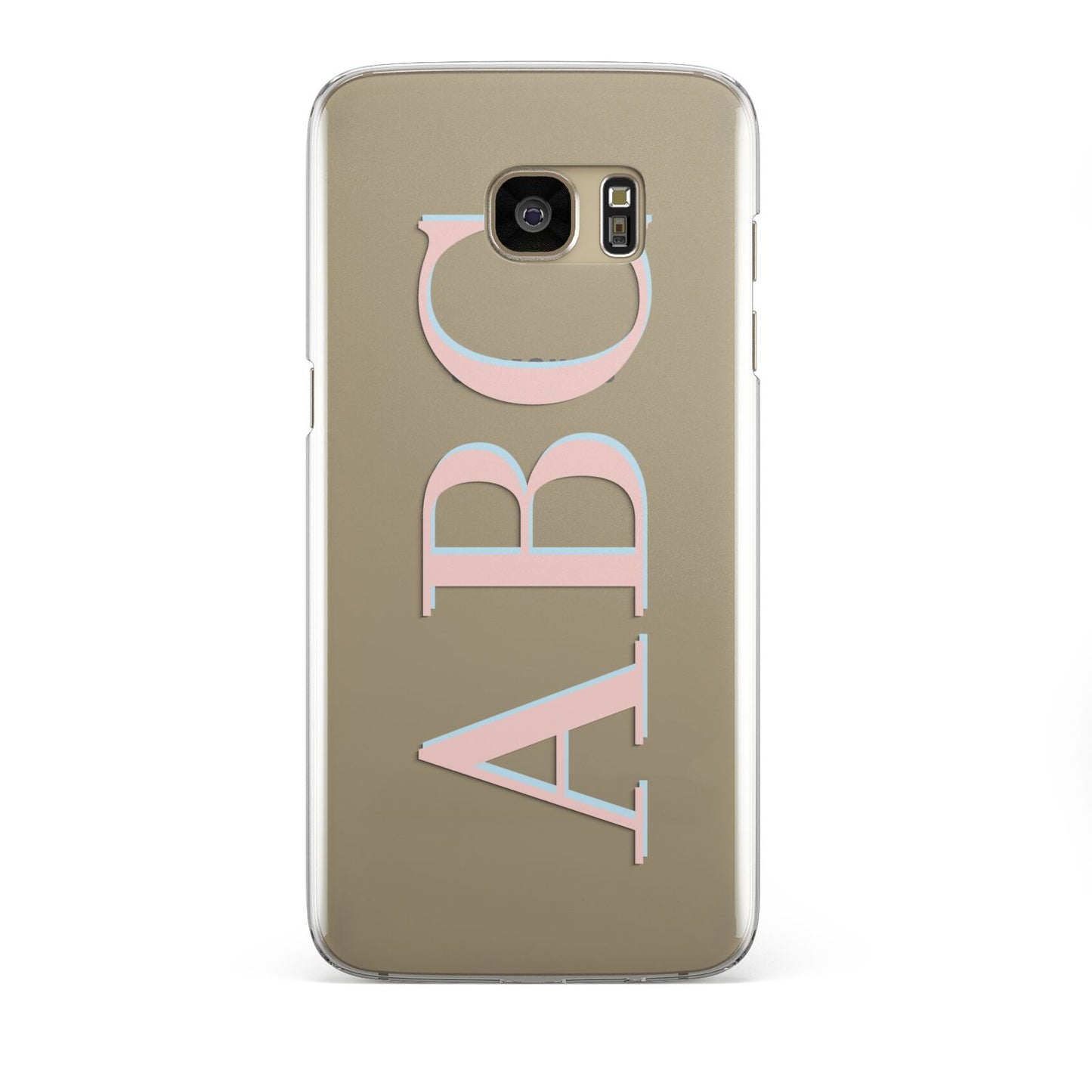 Personalised Pink Blue Side Initials Clear Samsung Galaxy S7 Edge Case