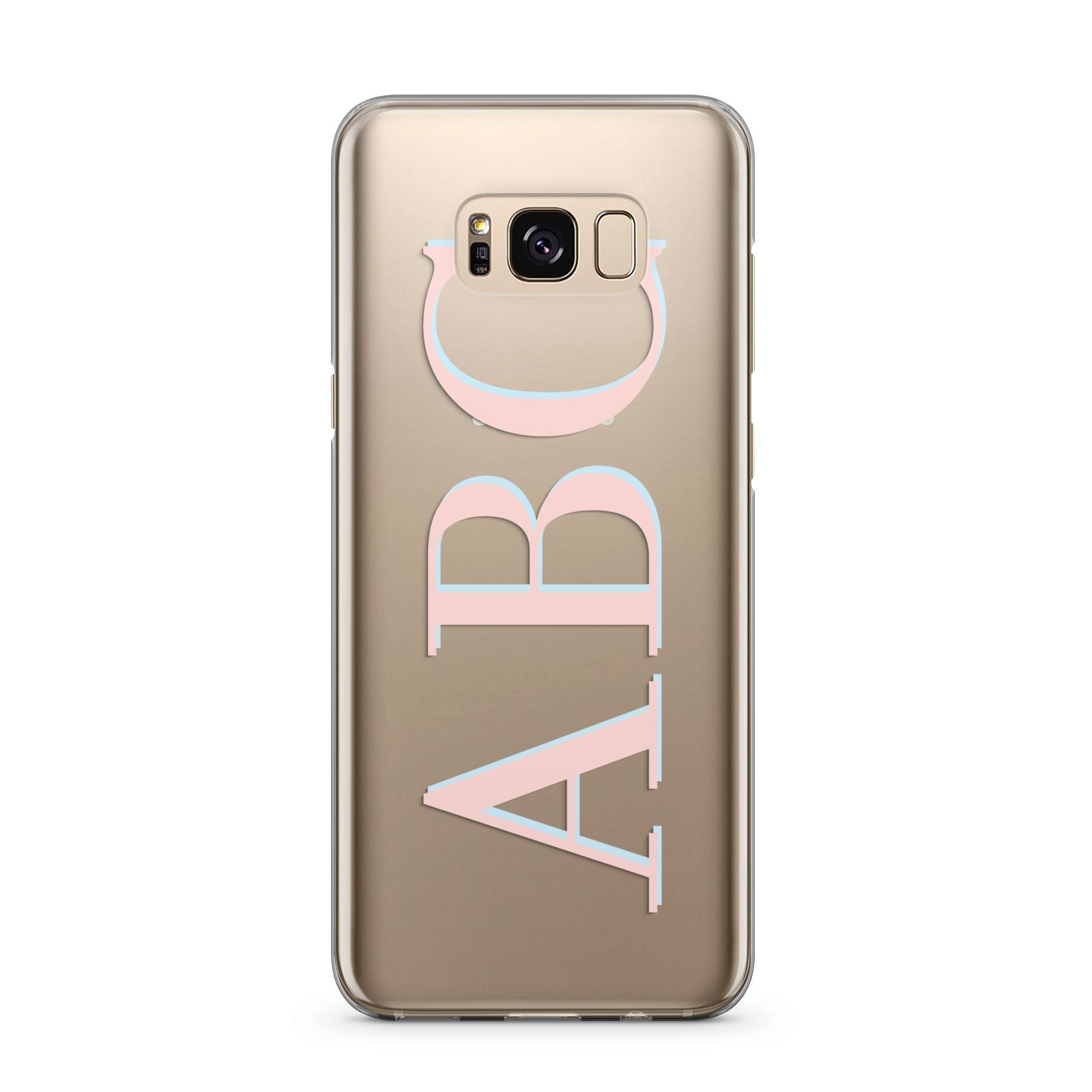 Personalised Pink Blue Side Initials Clear Samsung Galaxy S8 Plus Case
