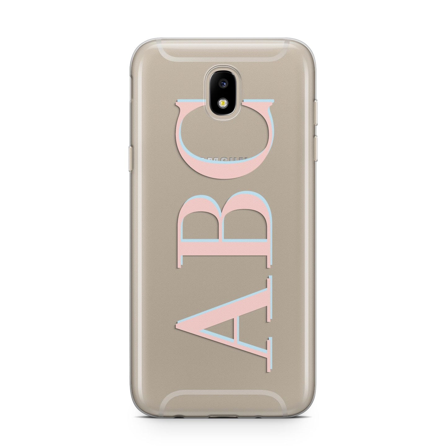 Personalised Pink Blue Side Initials Clear Samsung J5 2017 Case